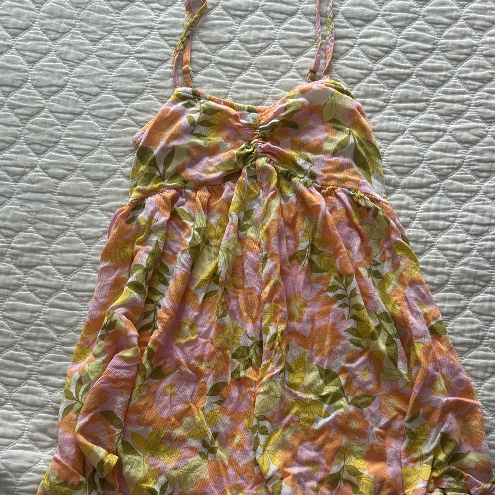 Floral Romper with Pink and Green Patter